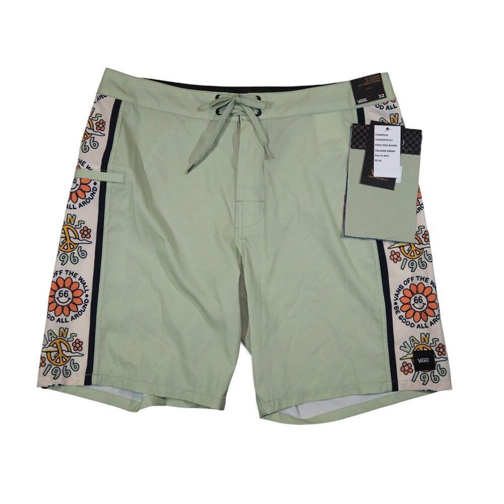 VANS Men's 32 x 8‎ Sidelines 18" Outseam Board Shorts Sample "Celadon Green" NWT